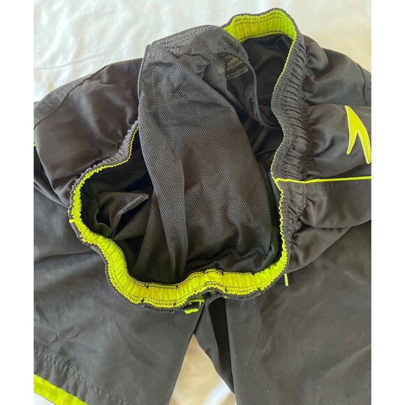 Speedo Mens Activewear Swim Shorts XXL Black & Neon Yellow Quick-Dry Mesh Lining - Picture 3 of 5